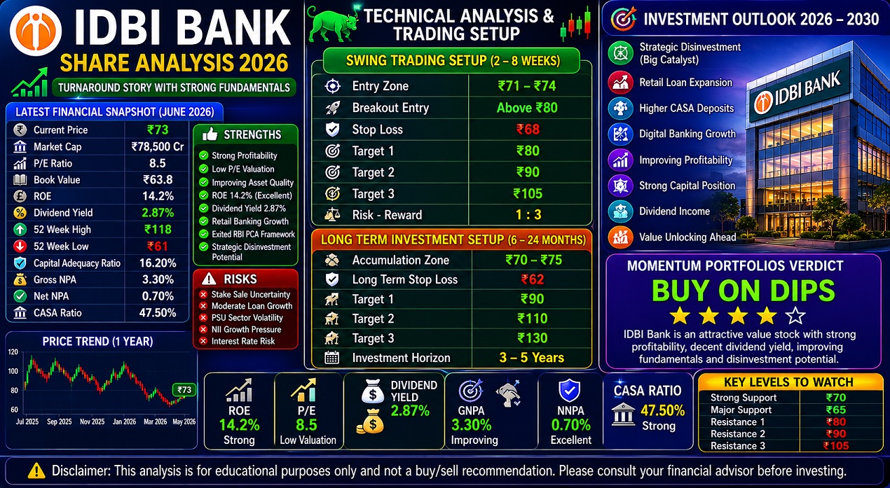 IDBI Bank Share Analysis 2026 Target Price Entry Stop Loss Technical Analysis